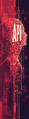 Glowing red API representing coding structure