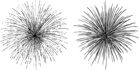 Wall Mural - Vintage engraved fireworks illustration set for celebration and festive designs