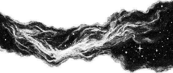 Wall Mural - Vintage engraved illustration of an interstellar cloud with stars