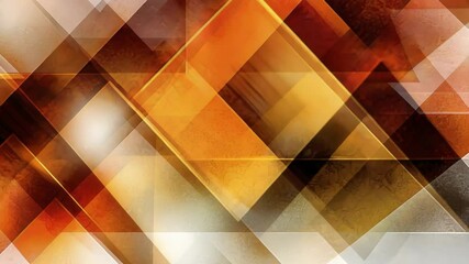 Aufkleber - Overlapping translucent geometric shapes in shades of orange and brown form a vibrant abstract background.