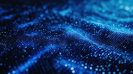 Blue digital binary data on computer screen background