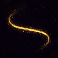 Wall Mural - glowing wavy trail with sparkling particles on a transparent background. luminous lines flow smoothl
