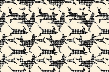 houndstooth dog pattern playful seamless design