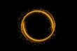 © Liza - Vector effect of golden circle. Golden dust circle light. Light glittering circle with particles. Luminous fire trail on a transparent background