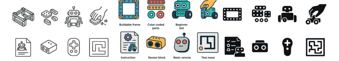 robotics icon collection, technology design set. automation and innovation symbols
