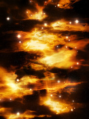 Wall Mural - nebula with clouds of gas in gold color. star field in deep space. interstellar dust in the universe