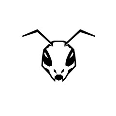 Wall Mural - a striking black and white minimalist illustration of an ant's head, presenting a bold graphic state