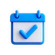 © mimo - 3d render blue calendar checkmark icon isolated on transparent background