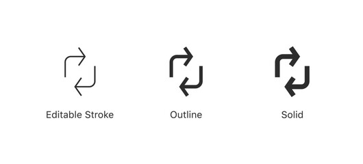 Leinwandbilder - Refresh icon vector. exchange icon symbol. recycle vector icon symbol. Repeat and reload icons set and sync arrow rotation circle. editable stroke outline style for app user interface and web elements