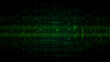 © hiten666 - Abstract digital background with a green glitch pixel texture. black backdrop. binary code. data transfer concept. vector illustration. and technology concept. tech or cyber design.