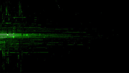Wall Mural - abstract green digital glitch lines on a black background. vector illustration. cyberpunk style. gli