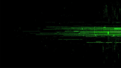 Wall Mural - abstract green digital glitch lines on a black background. vector illustration. cyberpunk style. gli