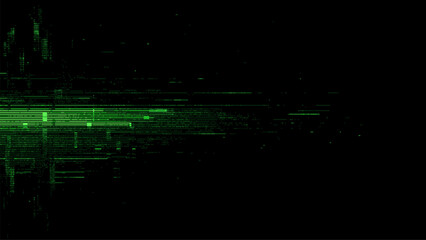 Wall Mural - abstract green digital glitch lines on a black background. vector illustration. cyberpunk style. gli