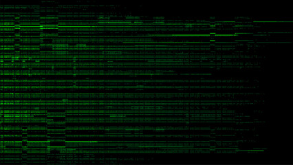 Wall Mural - abstract digital background with a green glitch pixel texture. black backdrop. binary code. data tra