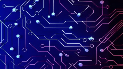 Abstract Circuit Board Neon Glow Digital Technology Background