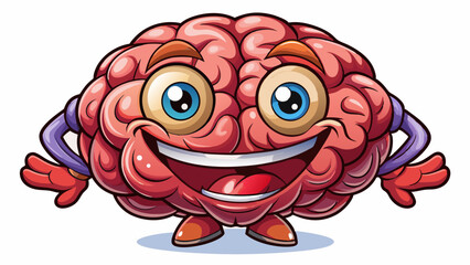 happy smiling groovy human brain character Vector cartoon perfect for health education, biology posters, intelligence-themed designs, and cheerful science mascots