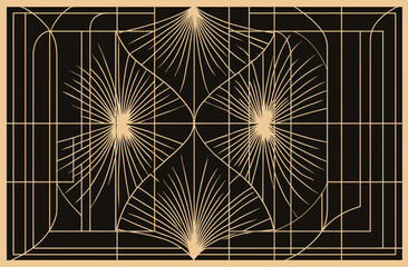 Wall Mural - elegant art deco frame with geometric patterned background vector illustration