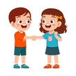 © Colorfuel Studio - Boy and girl shaking hands, smiling with happiness, cute cartoon illustration style.