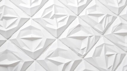 Elegant White Geometric Texture Background featuring intricate three dimensional diamond and triangular shapes ideal for modern design projects