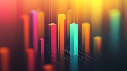Poster - Abstract bar chart with colorful bars rising, set against a gradient background, business concept