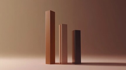 Poster - A clean, minimalist D bar chart with sleek, glossy bars in different heights, each representing financial growth over time, set against a neutral backdrop