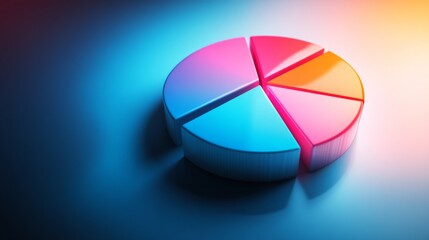 Leinwandbilder - A colorful D pie chart with individual segments floating in mid-air, surrounded by a soft glow, symbolizing financial data distribution
