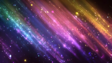 Leinwandbilder - A breathtaking visually captivating image depicting a spectacular cosmic explosion of vibrant rainbow colored light streaks shimmering stardust and enchanting fantasy sparkles