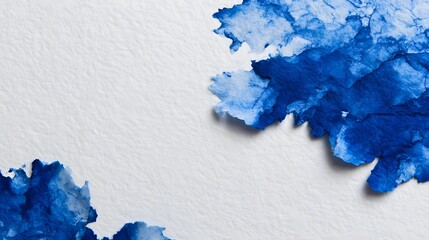 Fototapete - A clean and creative paper like background with minimal yet striking blue ink splashes in the corners creating a sense of elegance and visual interest