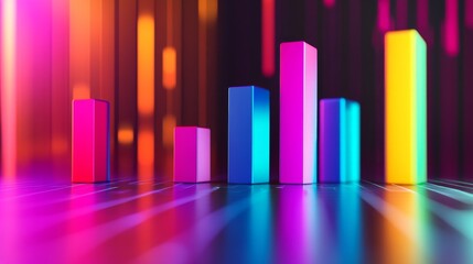 Aufkleber - Modern D bar chart with vibrant colors, data visualization concept, and minimalistic background