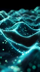 Wall Mural - digital technology abstract wave particle illustration poster background