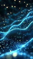 Wall Mural - digital technology abstract wave particle illustration poster background