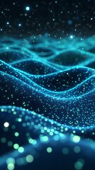 Wall Mural - digital technology abstract wave particle illustration poster background
