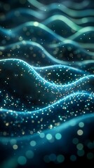 Wall Mural - digital technology abstract wave particle illustration poster background