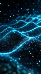 Wall Mural - digital technology abstract wave particle illustration poster background