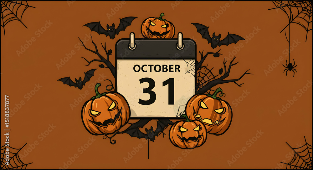 Fright Night Halloween on October 31st Stock Illustration | Adobe Stock