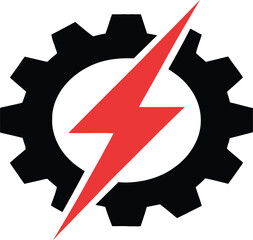 dynamic gear and lightning bolt logo design perfect for branding and business applications, a scalab