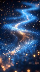 Wall Mural - digital technology deep blue artificial intelligence luminous particle illustration poster backgroun