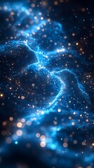 Wall Mural - digital technology deep blue artificial intelligence luminous particle illustration poster backgroun