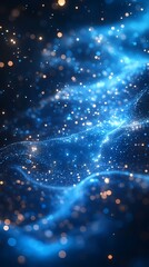 Wall Mural - digital technology deep blue artificial intelligence luminous particle illustration poster backgroun