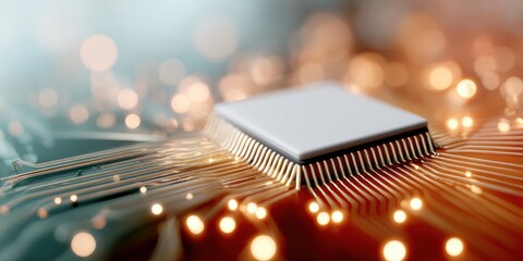 Leinwandbilder - Strategic Alliance Microprocessor Chip on Circuit Board with Advanced Semiconductor Design Highlighting Tech Innovation and Digital Manufacturing Power