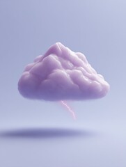 Poster - Storm Alert Icon with Soft Plastic Cloud and Lightning Bolt in Modern Style, Perfect for Weather Apps and Digital Meteorological Warnings Design