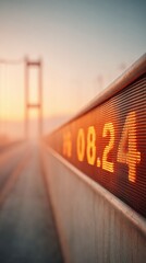 Aufkleber - Dynamic Electronic Currency Exchange Board on Bridge at Sunset Showing Euro and Nordic Franc Price Fluctuations for Global Forex Markets