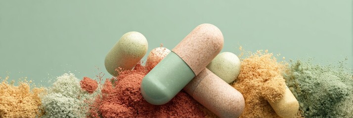 Poster - Genomics Pharmaceutical Capsules with Molecular Models and AI Drug Development Visualization in Laboratory Setting for Precision Medicine Innovation