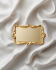 Aufkleber - Luxe Gold Ornate Frame on Soft Silk Elegant Vintage-Inspired Marketing Template for Premium Branding, Digital Content, and Exclusive Event Visuals
