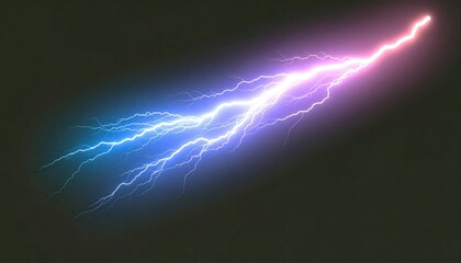 Wall Mural - Gradient Lightning Bolt With Electric Color Bolts Energy Discharge On Black Background