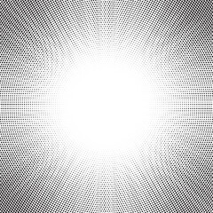 Fototapete - Halftone texture dot radial background, cartoon comic retro pop art dot border, halftone shadow