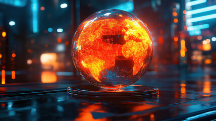 Wall Mural - futuristic globe illustration with business data highlighting inspiring leadership vision