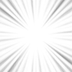 Aufkleber - Halftone gradient sun rays pattern. Abstract halftone vector dots background. monochrome dots pattern. Vector background in comic book style with sunburst rays and halftone. Retro pop art design.