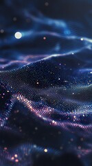 Wall Mural - Digital technology cosmic particle star Sea illustration poster background