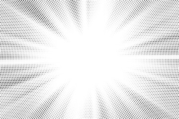 Aufkleber - Halftone gradient sun rays pattern. Abstract halftone vector dots background. monochrome dots pattern. Vector background in comic book style with sunburst rays and halftone. Retro pop art design.